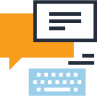 Icon - grow your business three chat bubbles in blue, orange and white-1