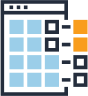 icon - boxes stacked on top of each other in blue and orange