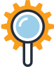 icon with a sun like circle on top and stick like a lollipop colored in blue and orange