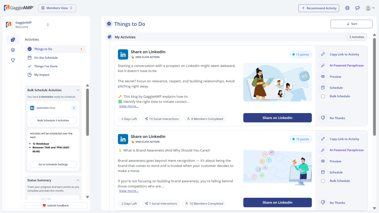 GaggleAMP platform dashboard