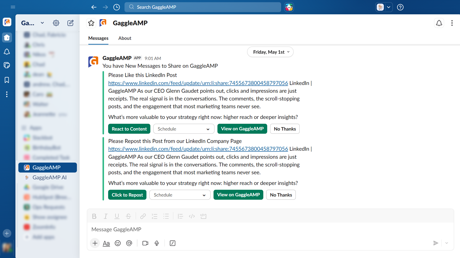 GaggleAMP on Slack