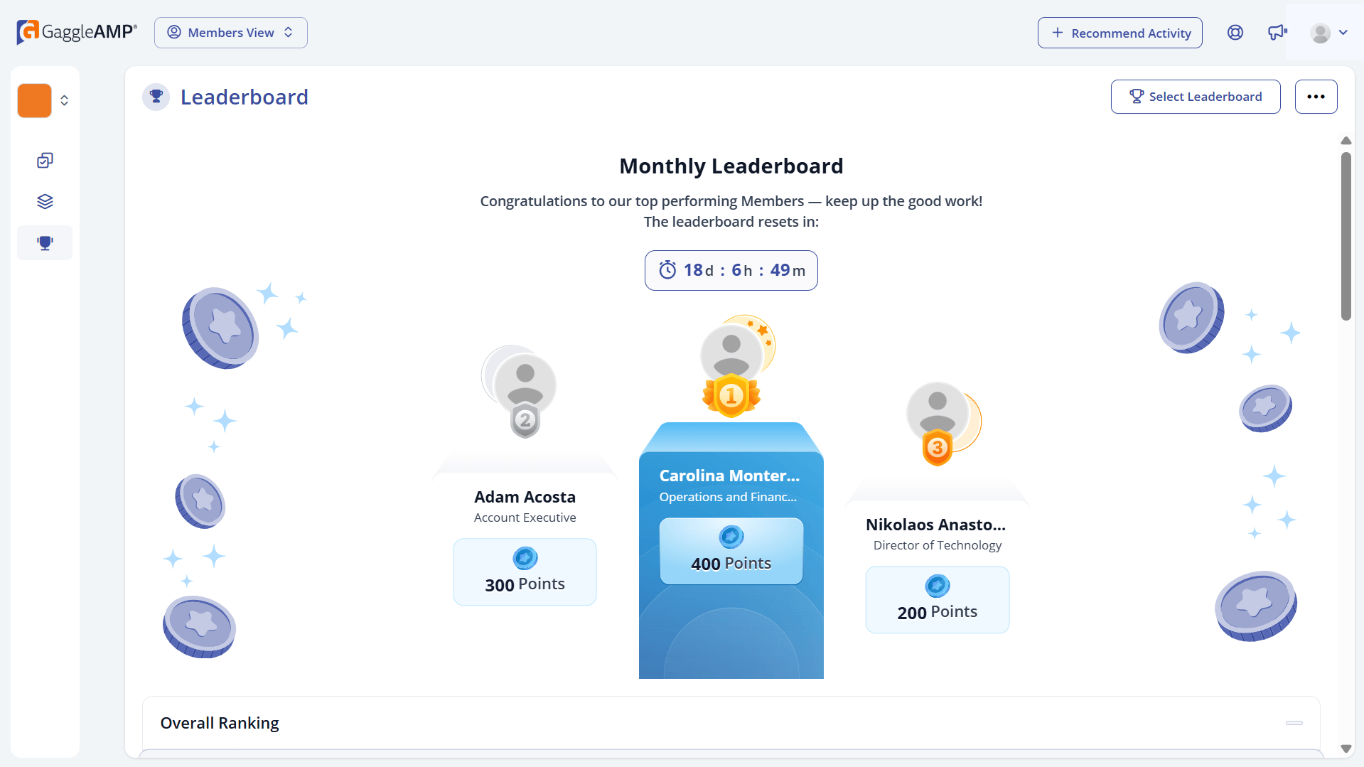 GaggleAMP leaderboard and gamification